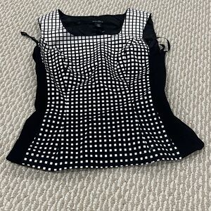 White House Black Market Black and White Checkered Top